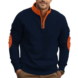 Stand Collar Half Zip Pullover Long Sleeve Coat – Casual Loose Fit Men’s Outerwear