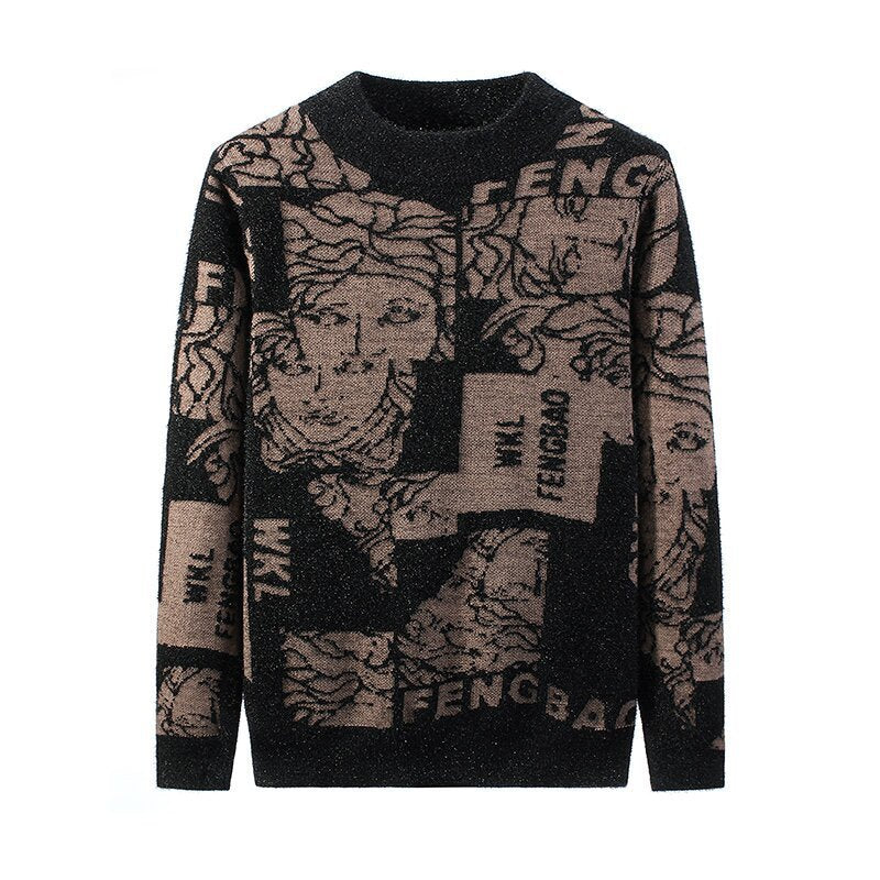 Men’s Autumn & Winter Round Neck Pullover – Thick Long Sleeve Slim Fit Korean Style Sweater