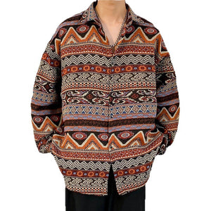 Loose Japanese-Style Retro Ethnic Long Sleeve Shirt – Autumn & Winter Cardigan for Youth Couples