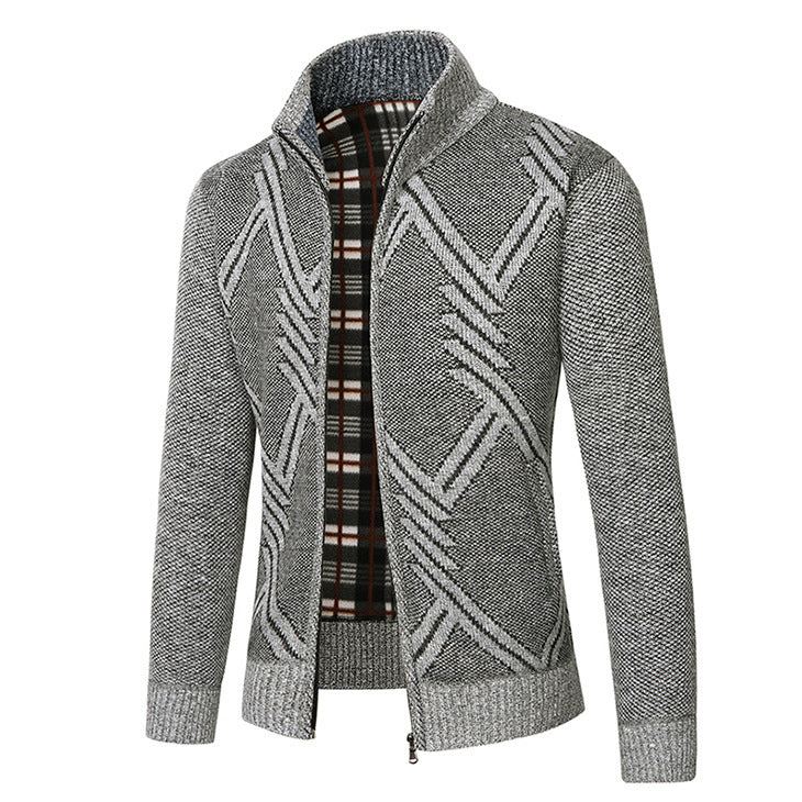 Fashion Men's Zipper Cardigan Sweater – Stand Collar Cotton Blend Thick Outerwear for Men