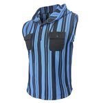 Men’s Striped Sleeveless Hooded Vest with Pocket | Casual Summer Streetwear Tank Top