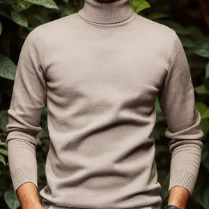 Men’s Solid Color Soft Viscose Turtleneck Sweater – Comfortable and Stylish Winter Knitwear