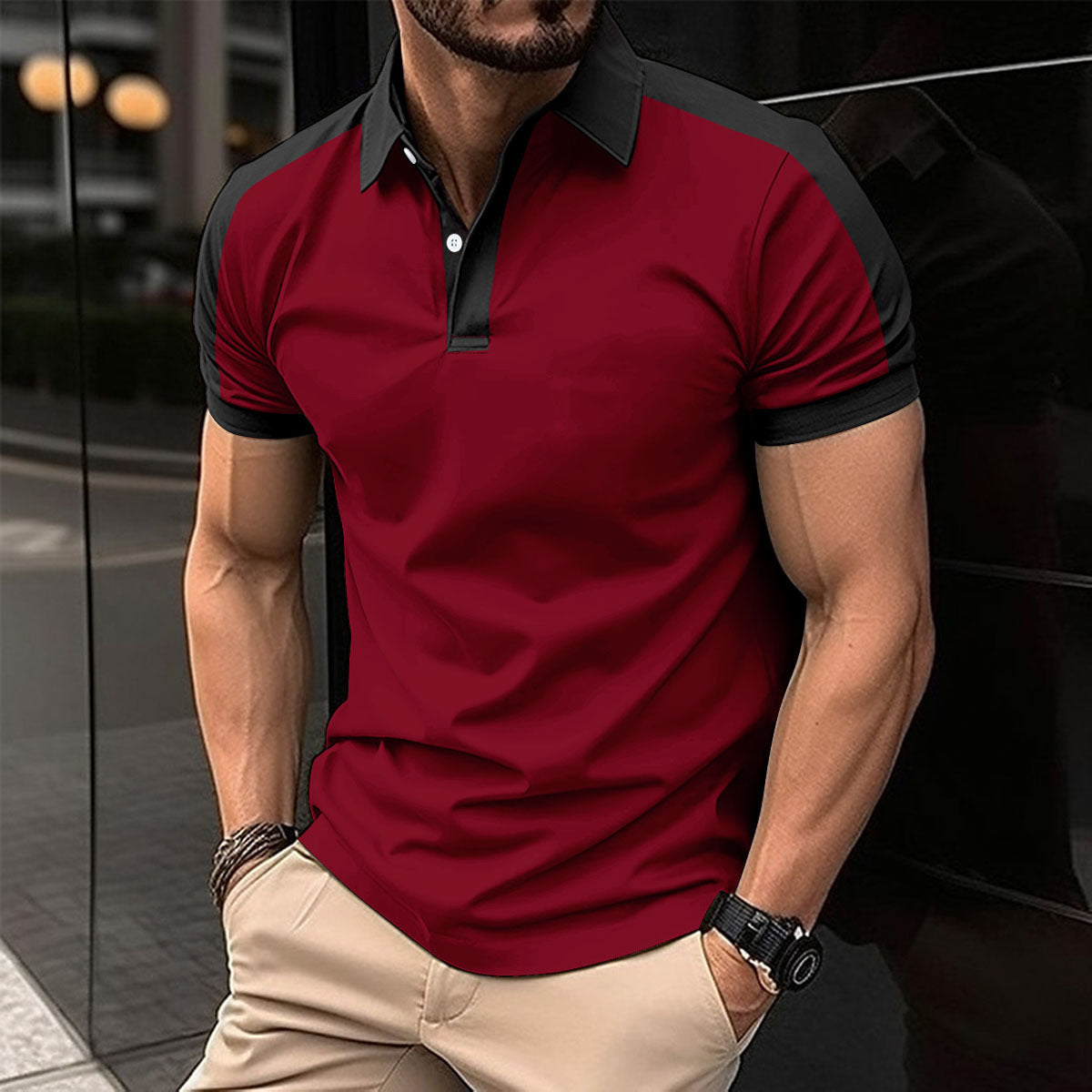 Men’s Short Sleeve Business Polo Shirt – Casual Cotton Blend Summer Top for Office & Daily Wear