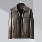 New Men’s Lapel Business Casual Jacket – Loose-Fit Artificial Leather Coat for Work and Daily Wear