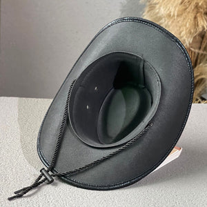 Leather Retro Western Fedora Hat – Ethnic Style Denim Hat for Men & Women | Sunshade, Breathable, Summer Hat