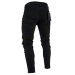 Men’s Pencil Jeans – Low Waist, High Elasticity Trousers with Distressed Look for Casual and Leisure Wear
