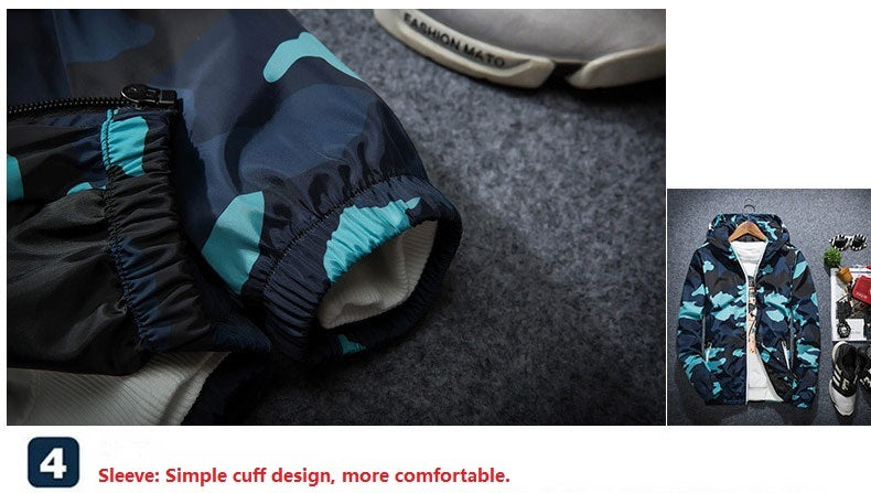 Covrlge Men’s Camouflage Jacket – Hooded Casual Luminous Zipper Coat for Spring Fashion