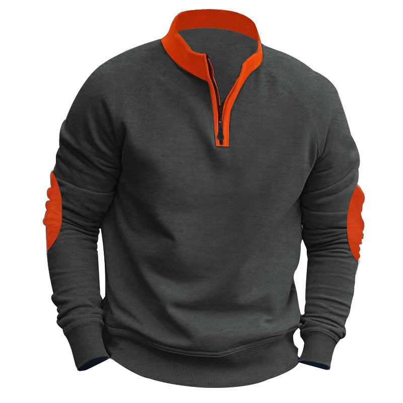 Stand Collar Half Zip Pullover Long Sleeve Coat – Casual Loose Fit Men’s Outerwear