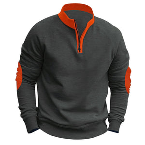 Stand Collar Half Zip Pullover Long Sleeve Coat – Casual Loose Fit Men’s Outerwear