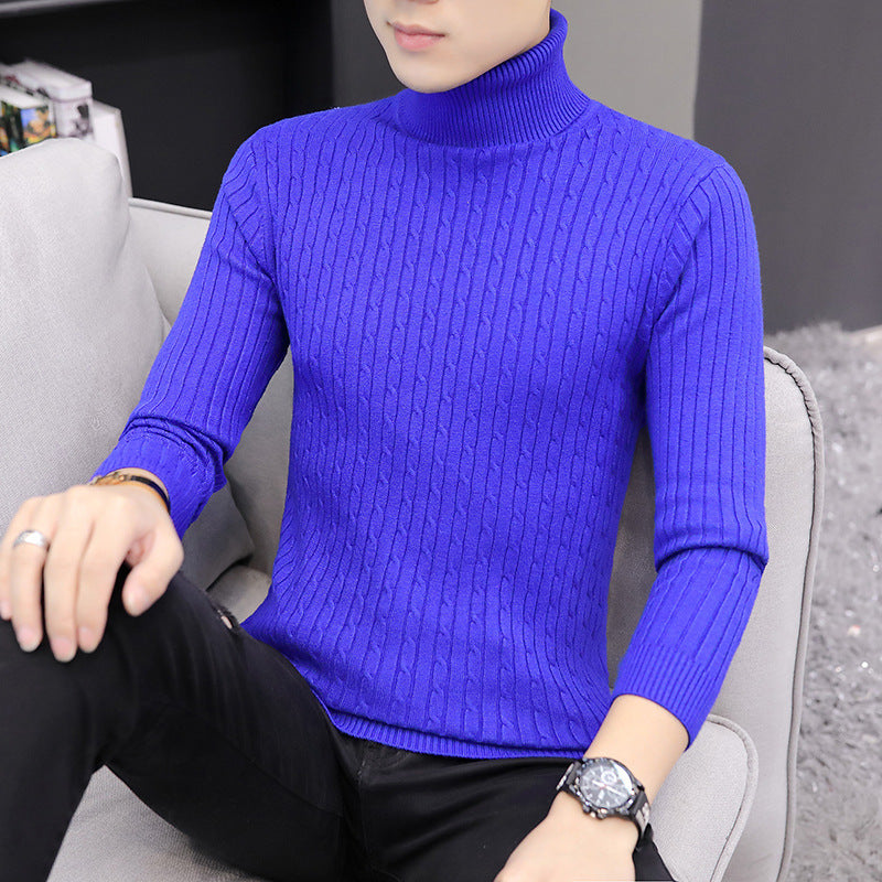 Slim-Fit High Neck Sweater for Men – Long Sleeve Cotton Blend Winter Pullover Turtleneck Top
