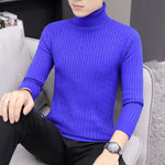 Slim-Fit High Neck Sweater for Men – Long Sleeve Cotton Blend Winter Pullover Turtleneck Top