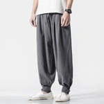 Men’s Chinese Style Cotton and Linen Harem Pants – Loose Casual Bloomers, High-Waist Comfortable Trousers