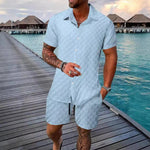 Men’s Casual Chemical Fiber Shirt Suit – Short Sleeve Shirt & Shorts Set | Lightweight Daily Summer Outfit