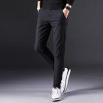 Men’s Slim Straight Trousers – Fashionable Cotton Blend Lattice Pants for Comfortable Everyday Wear