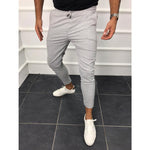 Men’s Lace-Up Casual Jogging Pants – Solid Color, Mid-Waist, Slim Fit Sportswear