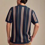 Men’s Hollow-out Knitted Polo Cardigan | Breathable Striped Short Sleeve Casual Shirt