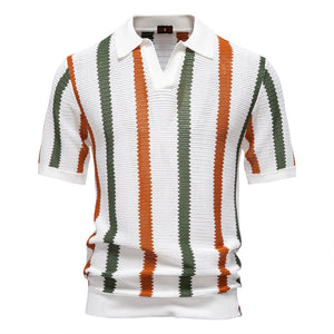 Summer Breathable Hollow Knit Polo Shirt for Men – Lightweight Short Sleeve Casual Top