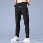 Men’s Summer Ice Silk Pants – Thin, Stretch, Breathable Straight-Leg Business Casual & Tracksuit Pants