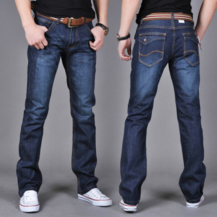 Men’s Denim Straight-Leg Pants – Trendy Long Cotton Jeans for Casual and Everyday Wear