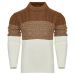 Men's Color Block Cable Knit Sweater – Long Sleeve Pullover for Casual, Outdoor, and Daily Wear