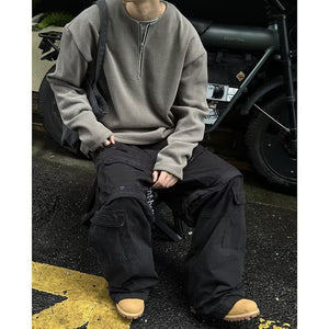 Men’s Solid Color Long Sleeve Bottoming Shirt – Casual Loose Pullover for Early Spring