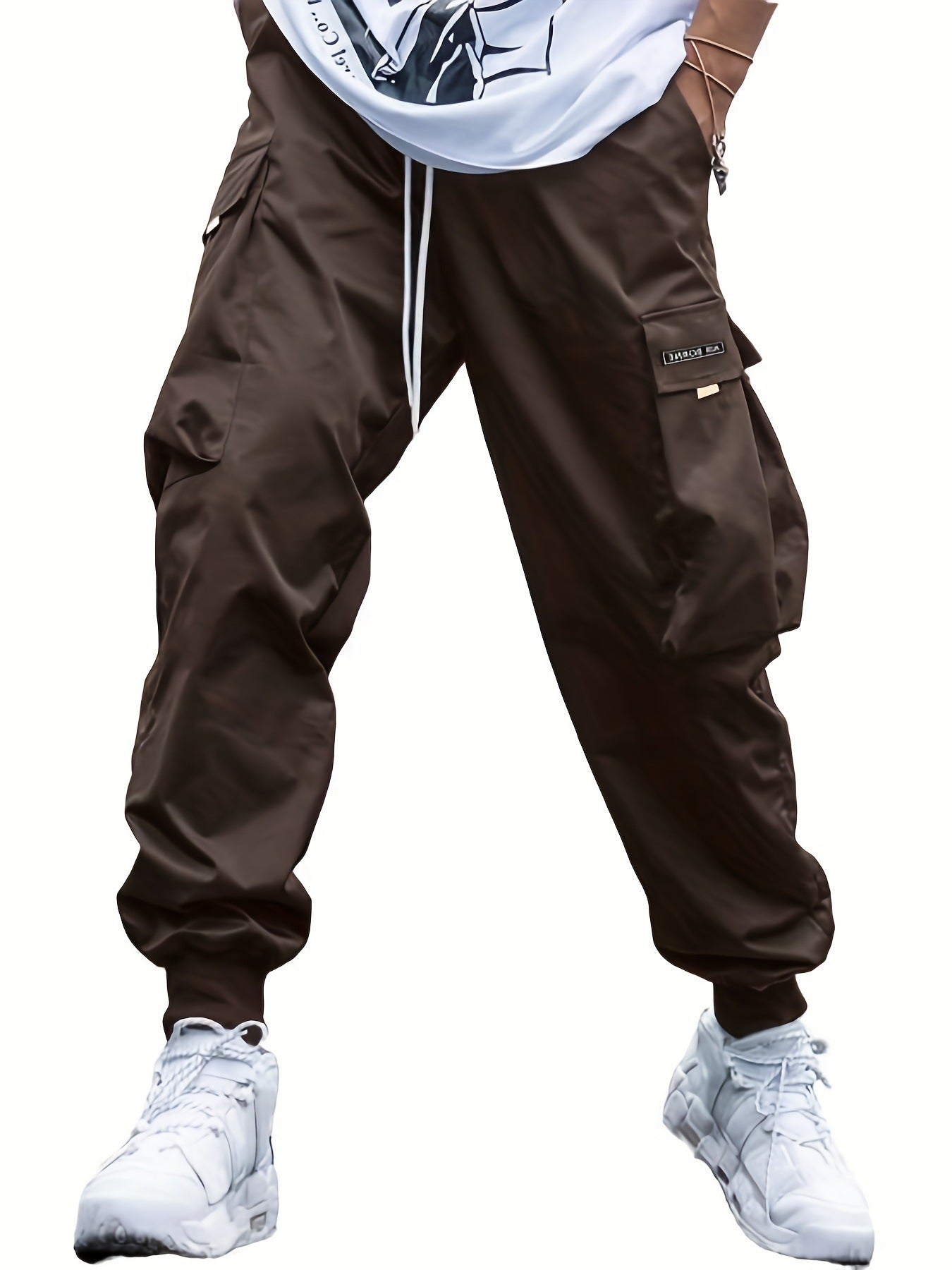 Men’s Multi-Pocket Cargo Pants – Casual Hip-Hop Drawstring Trousers for Outdoor, Streetwear, and Sports