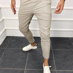 Men’s Lace-Up Casual Jogging Pants – Solid Color, Mid-Waist, Slim Fit Sportswear