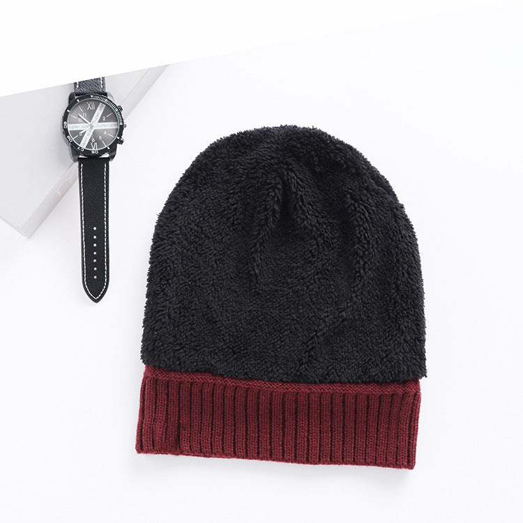 Men & Women Wool Hat Scarf Gloves Set – Thickened Knitted Winter Warm Three-Piece Set | Solid Color
