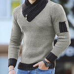 Men’s Slim Knit Pullover Sweater – Long Sleeve High Collar Casual British Style Sweater