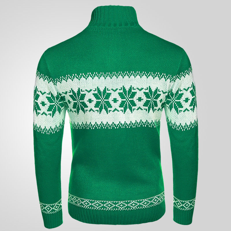 Men's Christmas Jacquard Pullover Sweater – Winter Thick Knitwear, Long Sleeve Casual Fashion Top