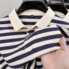Men’s Lapel Jacquard Striped Shirt | Breathable Summer Business Casual Short Sleeve Top