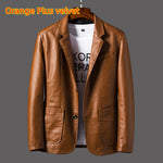 Leather Men's Autumn and Winter Jacket – Thin Lapel PU Coat with Pockets & Classic Style