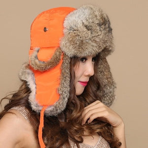 Men & Women Rabbit Fur Ski Hat – Warm Waterproof Winter Hat for Couples | Soft, Ear-Protecting, One Size Fits All