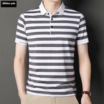 Summer Men’s Cotton Ice Silk Polo T-shirt – Striped Short Sleeve Youth Undershirt for Daily Wear