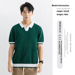 Men’s Ice Silk Polo Shirt | High-End Short Sleeve Striped T-shirt for Cool Summer Comfort