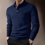 Men’s Solid Color Fashion Lapel Long Sleeve Polo Shirt – Loose Fit Daily Wear Top in Multiple Colors