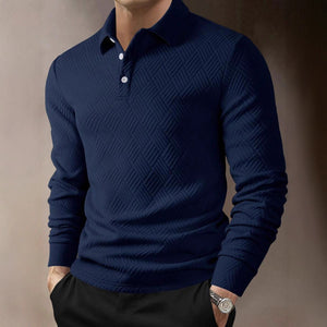 Men’s Solid Color Fashion Lapel Long Sleeve Polo Shirt – Loose Fit Daily Wear Top in Multiple Colors