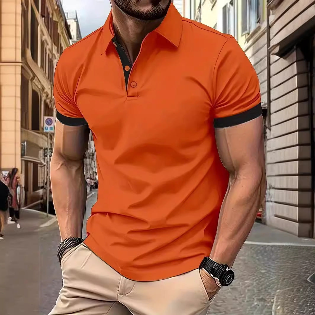 Men’s Short Sleeve Business Polo Shirt – Casual Cotton Blend Summer Top for Office & Daily Wear