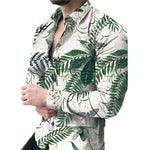 Men’s Casual Long Sleeve Floral Shirt – Lightweight Printed Cardigan Style Lapel Top for Daily Wear