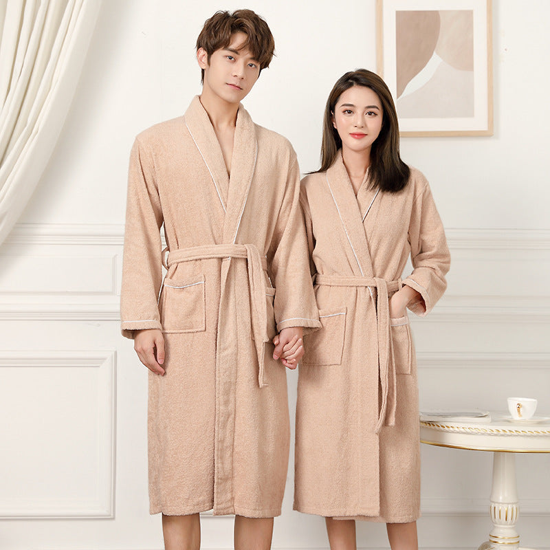 Cotton Terry Bathrobe – Thick Absorbent Towel Pajamas Robe for Adults, All Seasons Comfort