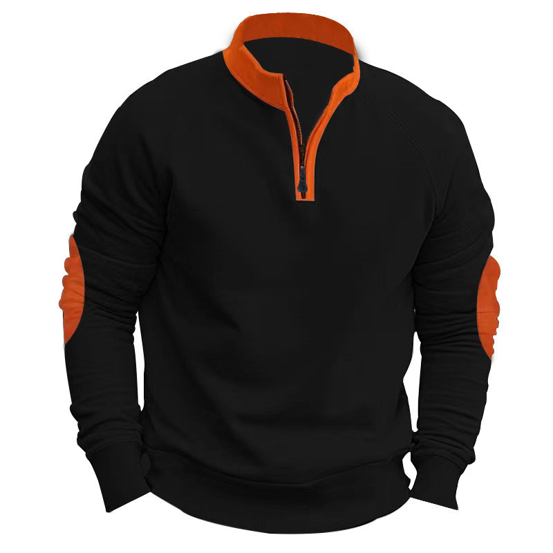 Stand Collar Half Zip Pullover Long Sleeve Coat – Casual Loose Fit Men’s Outerwear