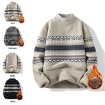 Men’s Velvet Mock Neck Sweater – Thick Knitted Pullover, Warm Autumn & Winter Casual Top