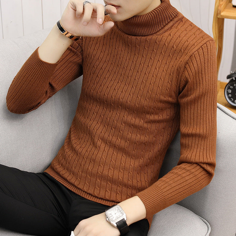 Slim-Fit High Neck Sweater for Men – Long Sleeve Cotton Blend Winter Pullover Turtleneck Top