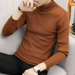 Slim-Fit High Neck Sweater for Men – Long Sleeve Cotton Blend Winter Pullover Turtleneck Top
