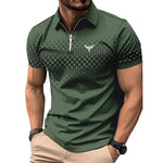 Men’s Summer Fashion Sports Short Sleeve – Stylish Striped Shirt with Zipper Design, Loose Fit Casual Top