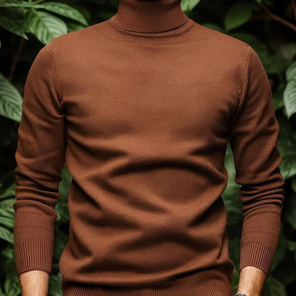 Men’s Solid Color Soft Viscose Turtleneck Sweater – Comfortable and Stylish Winter Knitwear
