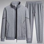 Men’s Fleece-Lined Two-Piece Sports Set – Thick Stand Collar Tracksuit for Autumn & Winter | Warm Cotton Leisure Outfit