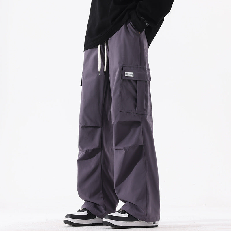 Couple American Retro High Street Pleated Straight Cargo Pants – Trendy Teen Fashion Trousers