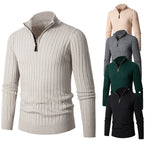 Men’s Half-Turtleneck Zip-Up Sweater – Slim Fit Long Sleeve Pullover Winter Fashion Top