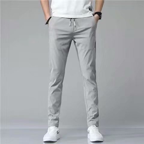 Men's Drawstring Trousers – Thin Casual Pants Korean Style Loose Straight Sweatpants for Summer